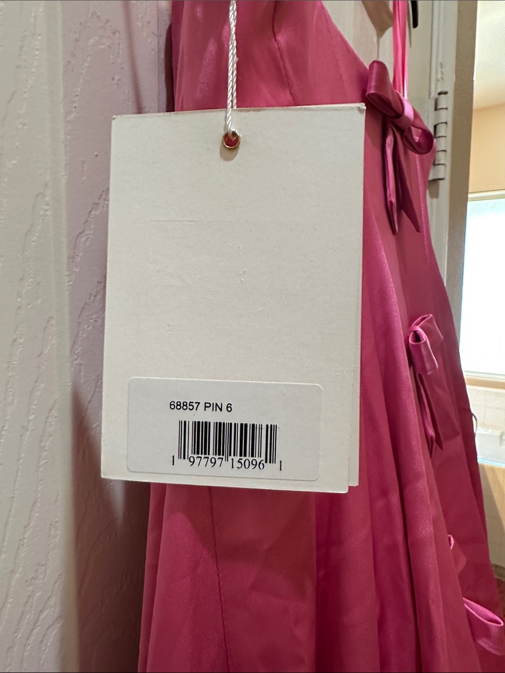 MacDuggal Bright Pink Bow Strapless Gown - Picture 3 of 5